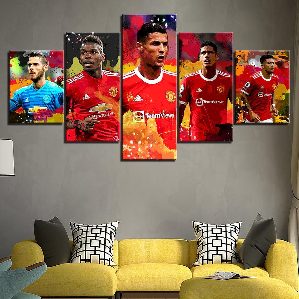 Manchester United Soccer 5 Piece HD Multi Panel Canvas Wall Art Frame-Original Frame