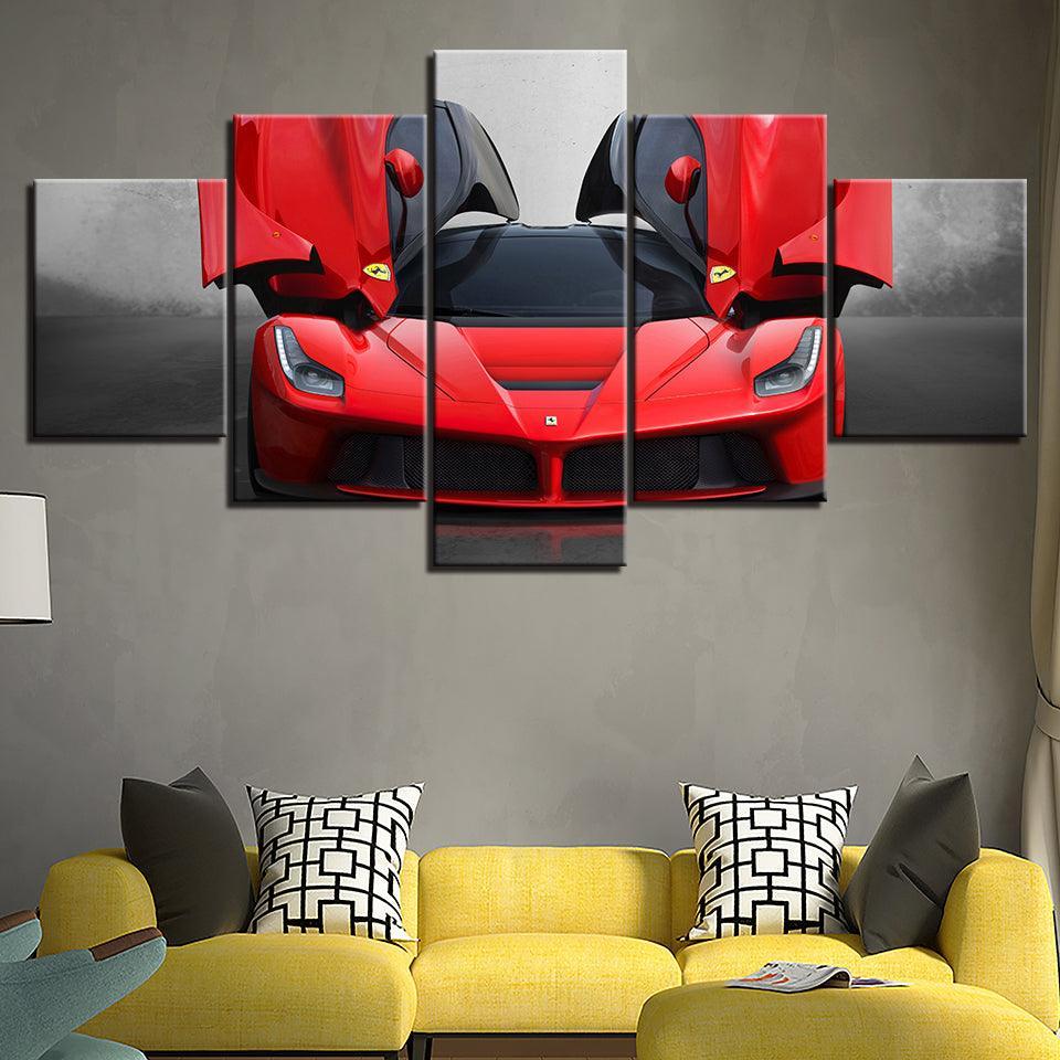 Luxury Ferrari Car 5 Piece HD Multi Panel Canvas Wall Art Frame-Original Frame