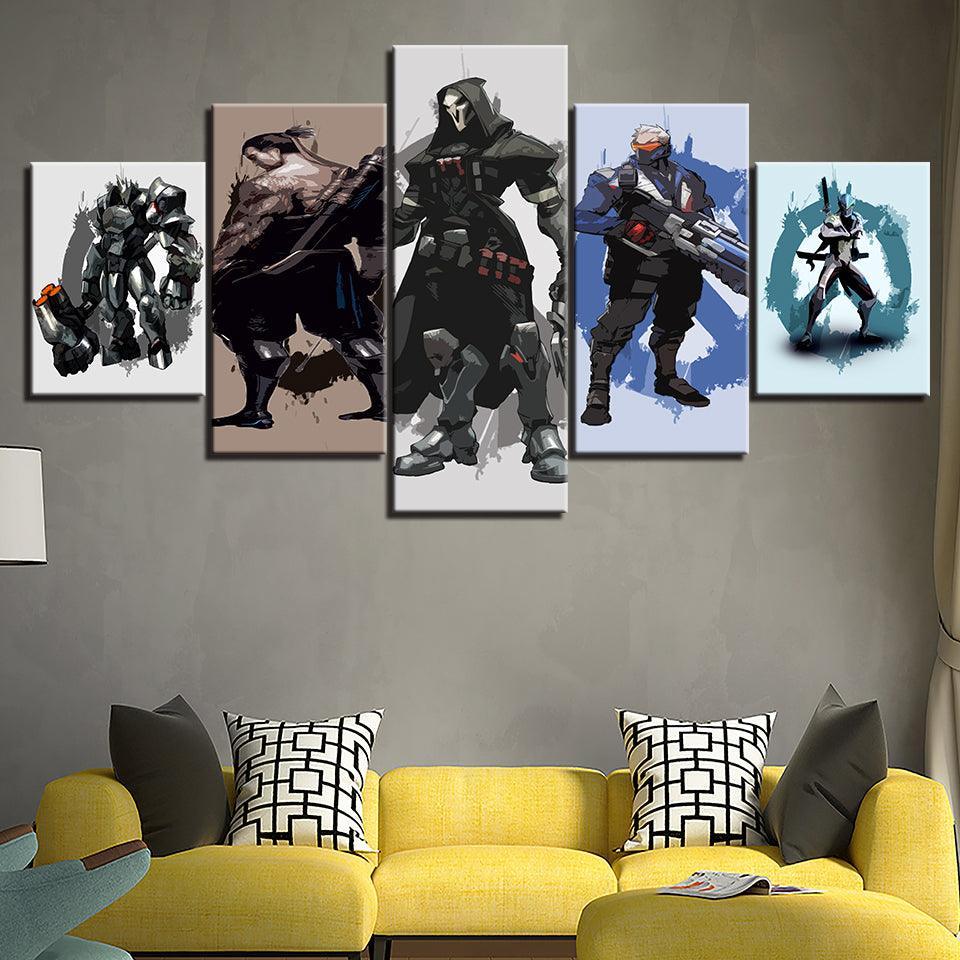 The Killer Team Cartoon 5 Piece HD Multi Panel Canvas Wall Art Frame-Original Frame