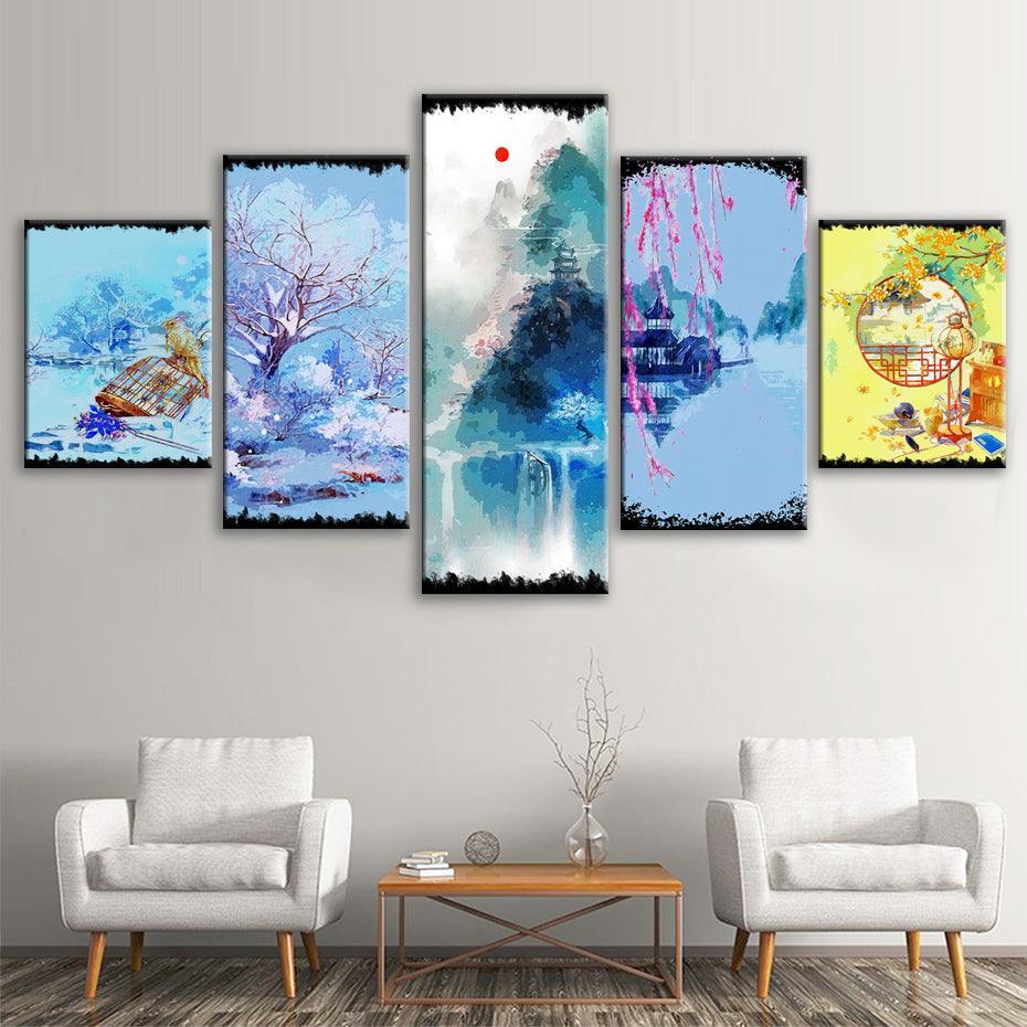 Antiquity 5 Piece HD Multi Panel Canvas Wall Art Frame-Original Frame