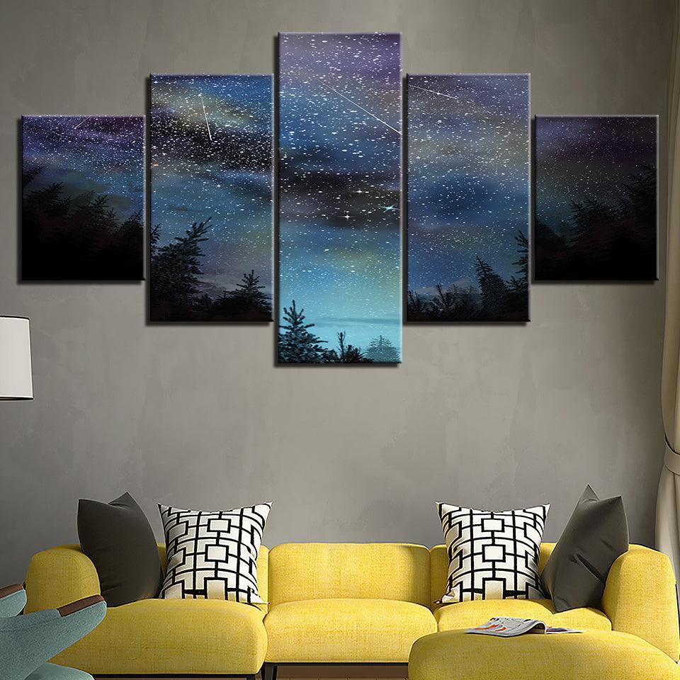 The Night Sky 5 Piece HD Multi Panel Canvas Wall Art Frame-Original Frame