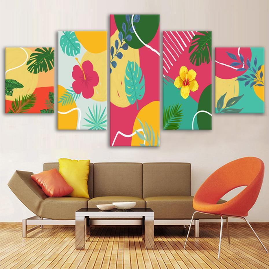 Tropical Hawaii 5 Piece HD Multi Panel Canvas Wall Art Frame-Original Frame