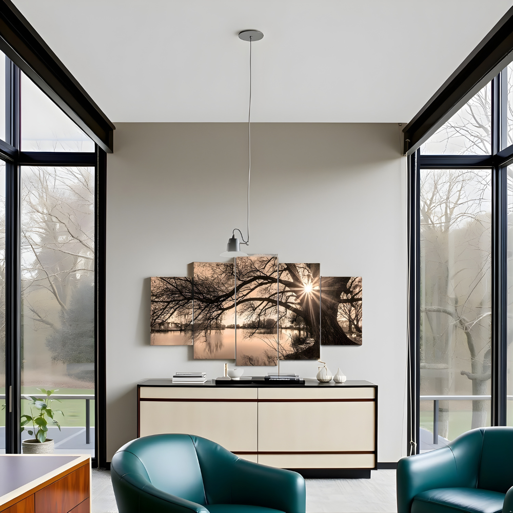 Sepia Lake Sunset Tree Multi Panel Wall Display