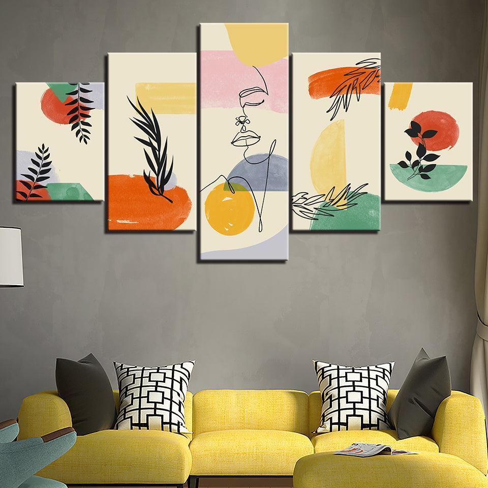 The Abstract Fruits 5 Piece HD Multi Panel Canvas Wall Art Frame-Original Frame
