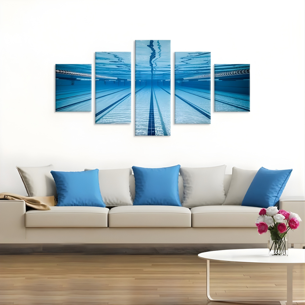 Underwater Swimming Pool Panorama Canvas Wall Art Set