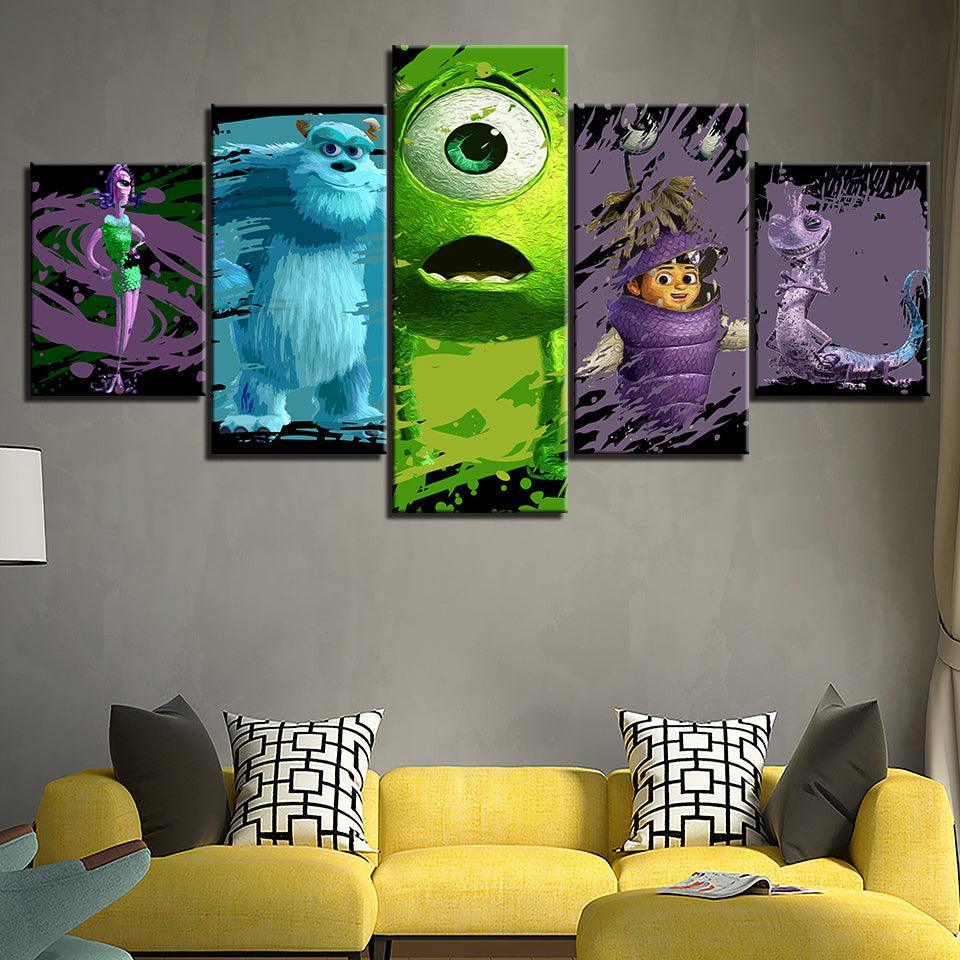 The Animals Inc Movie 5 Piece HD Multi Panel Canvas Wall Art Frame-Original Frame
