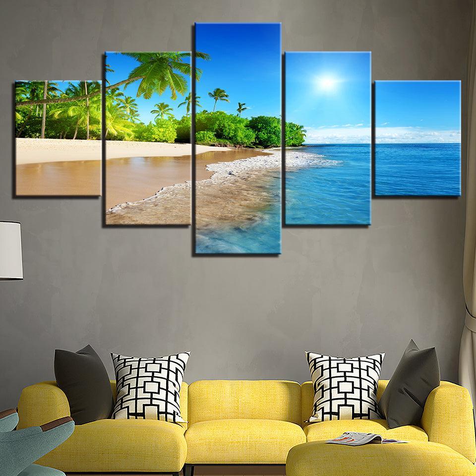 Sunny Beach HD Multi Panel Canvas Wall Art Frame-Original Frame