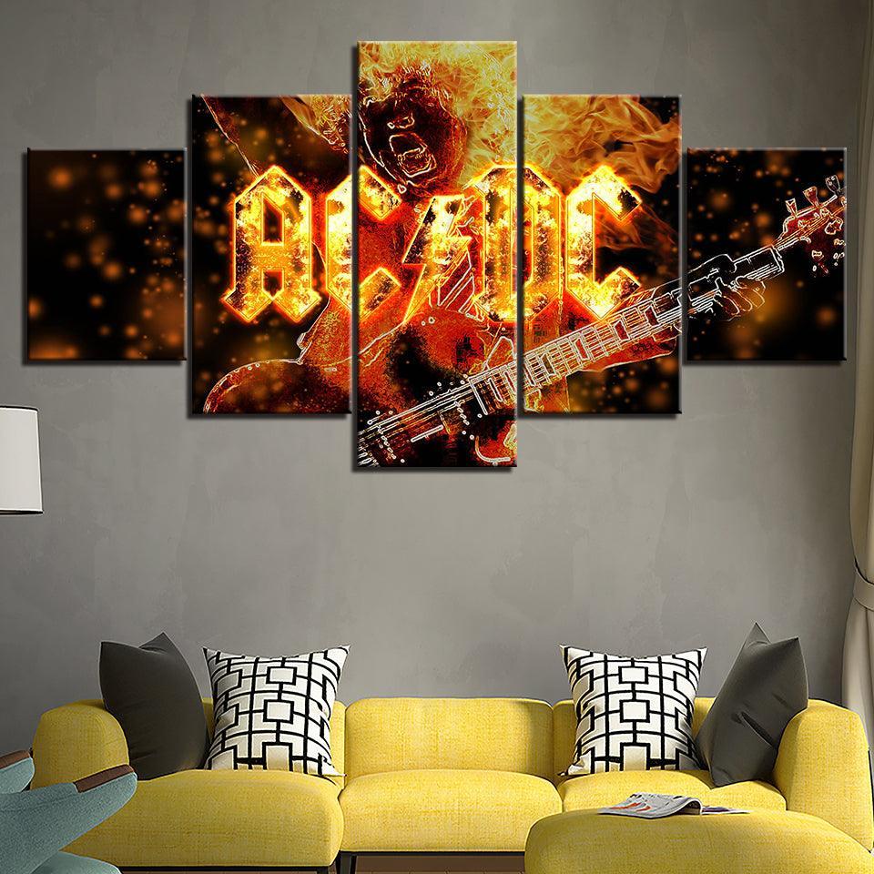 ACDC 5 Piece HD Multi Panel Canvas Wall Art Frame-Original Frame
