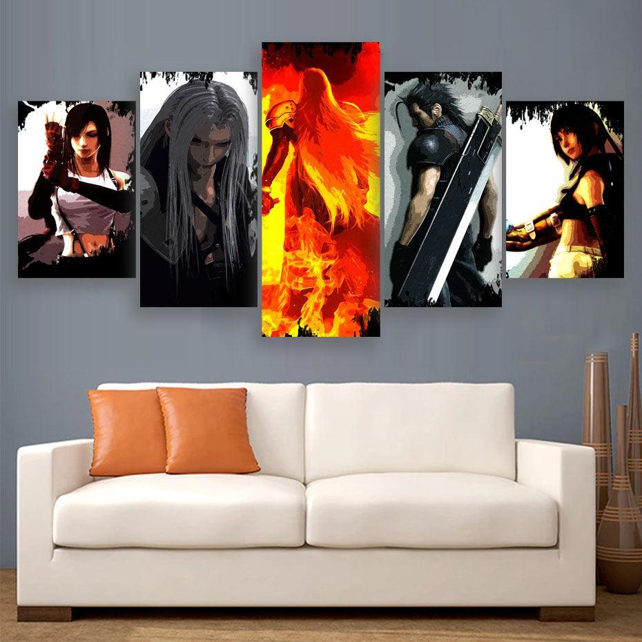 Final Fantasy 5 Piece HD Multi Panel Canvas Wall Art Frame-Original Frame