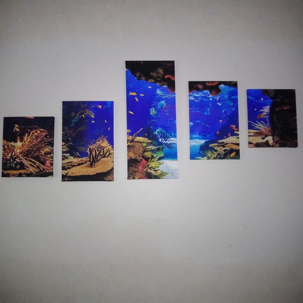 5 Pieces Underwater World Ocean Fish Canvas Wall Art Set