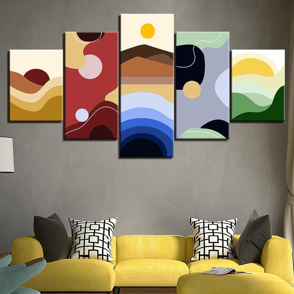 The Abstract Landscapes 5 Piece HD Multi Panel Canvas Wall Art Frame-Original Frame