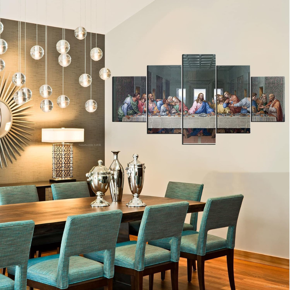 The Last Supper Jesus Canvas Art 5 Piece Framed Wall Decor