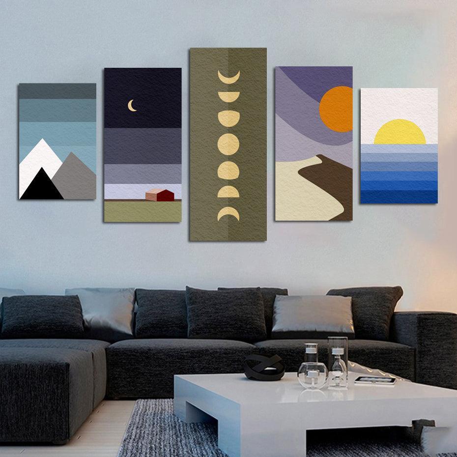 Abstract Sky Digital Art 5 Piece HD Multi Panel Canvas Wall Art Frame-Original Frame