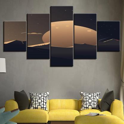 The Abstract Moon Of The Desert 5 Piece HD Multi Panel Canvas Wall Art Frame-Original Frame