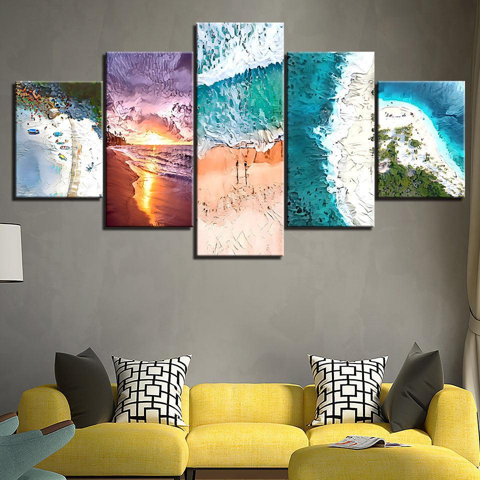 The Abstract Beaches Collection 5 Piece HD Multi Panel Canvas Wall Art Frame-Original Frame