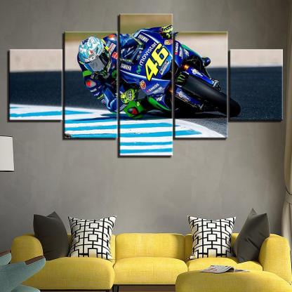 Motorcycle Race 5 Piece HD Multi Panel Canvas Wall Art Frame-Original Frame