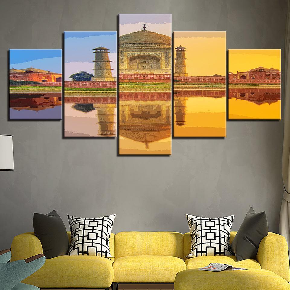 The Sunset From The Palace 5 Piece HD Multi Panel Canvas Wall Art Frame-Original Frame