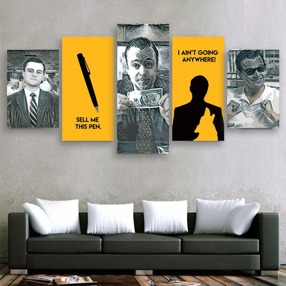 Wolf Of Wall Street 5 Piece HD Multi Panel Canvas Wall Art Frame-Original Frame