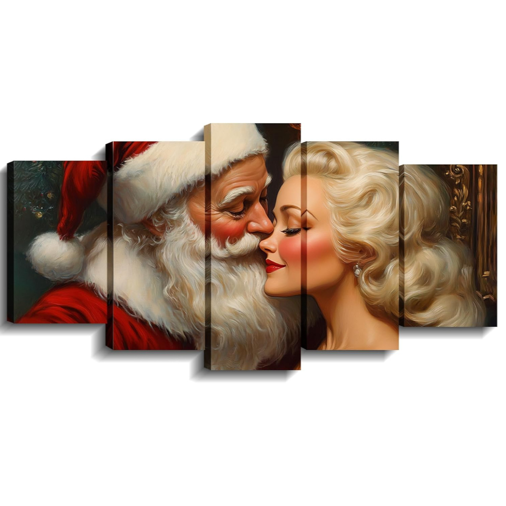 Christmas Wall Art 5 Piece Christmas Tree Winter Wonderland Picture Canvas Print