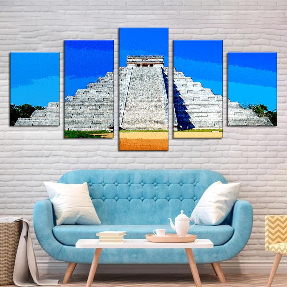 Chichen-Itza 5 Piece HD Multi Panel Canvas Wall Art Frame-Original Frame