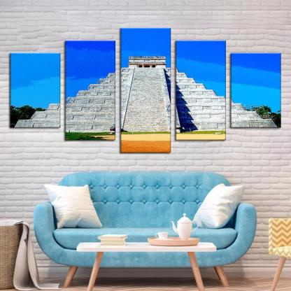 Chichen-Itza 5 Piece HD Multi Panel Canvas Wall Art Frame-Original Frame