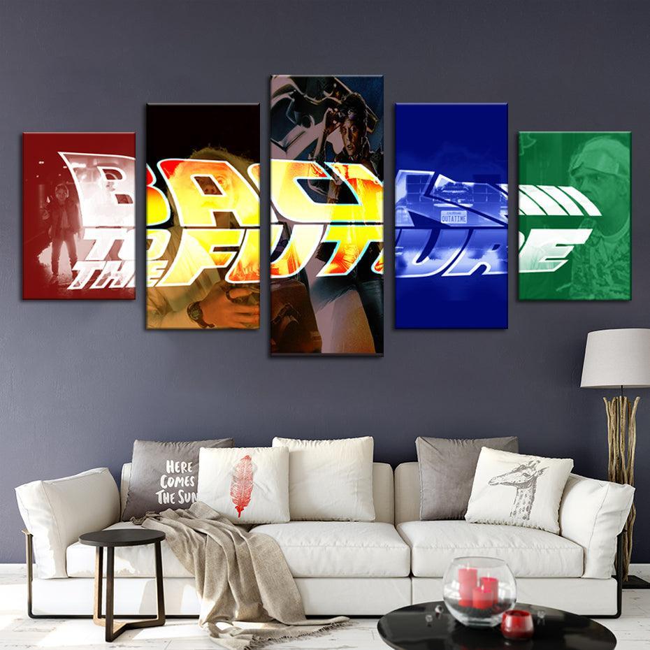 Back To The Future 5 Piece HD Multi Panel Canvas Wall Art Frame-Original Frame