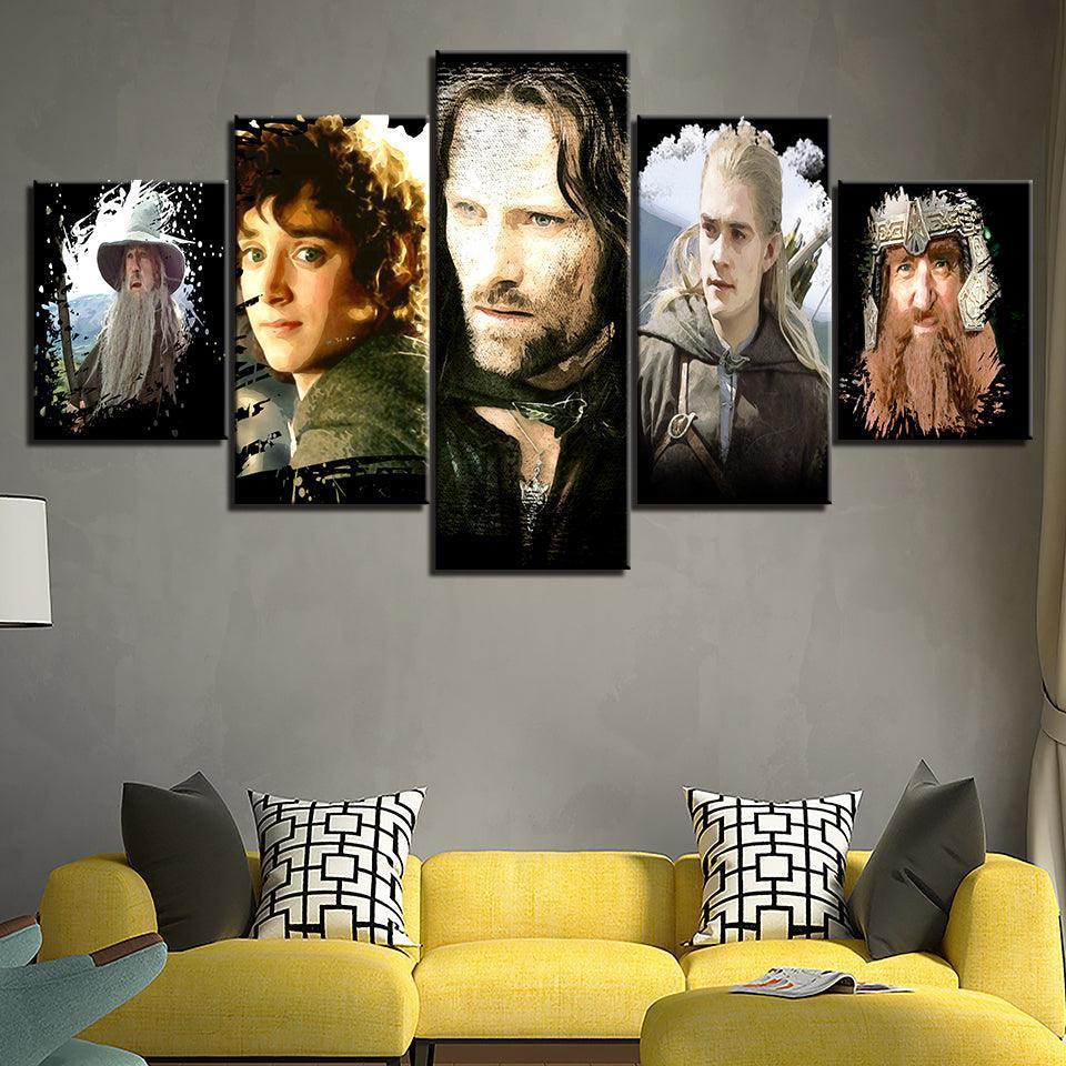 Lord Of The Rings 5 Piece HD Multi Panel Canvas Wall Art Frame-Original Frame