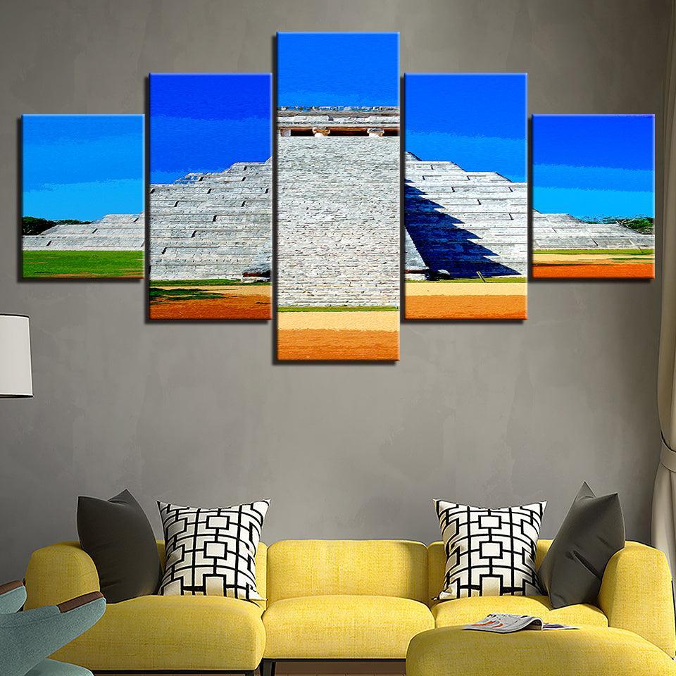The Mexican Pyramid Collection 5 Piece HD Multi Panel Canvas Wall Art Frame-Original Frame
