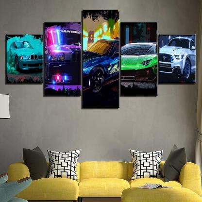 The Elite Racing Cars 5 Piece HD Multi Panel Canvas Wall Art Frame-Original Frame