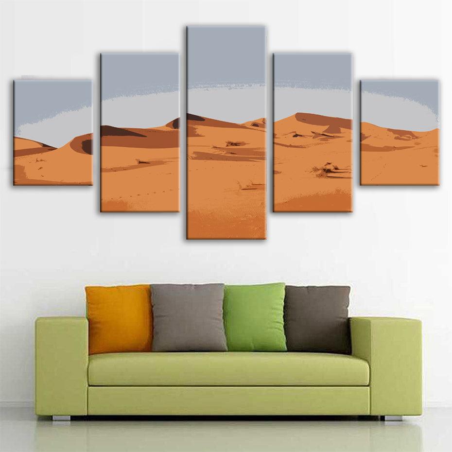 Sahara Desert 5 Piece HD Multi Panel Canvas Wall Art Frame-Original Frame