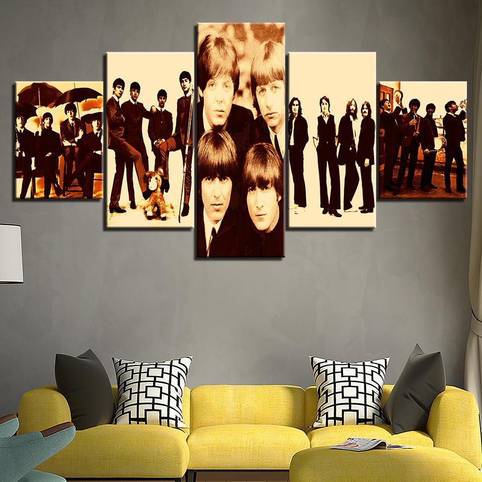 The Beatles 5 Piece HD Multi Panel Canvas Wall Art Frame-Original Frame
