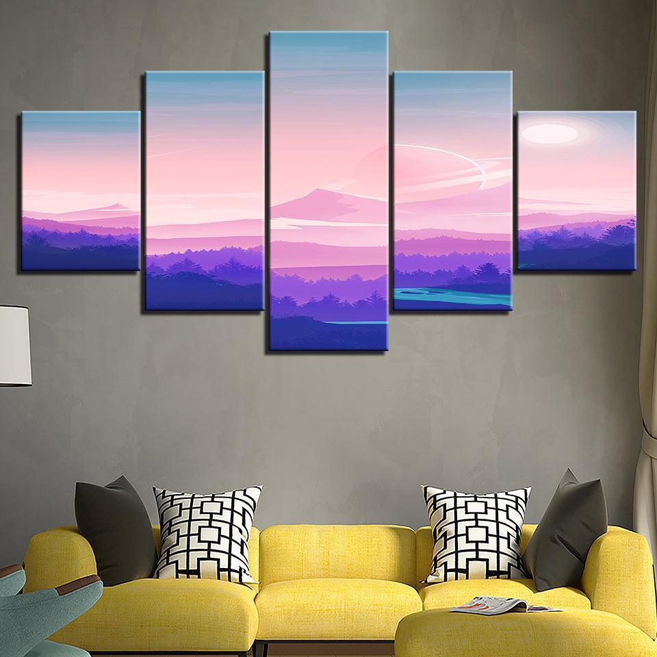 The Pink Collection 5 Piece HD Multi Panel Canvas Wall Art Frame-Original Frame