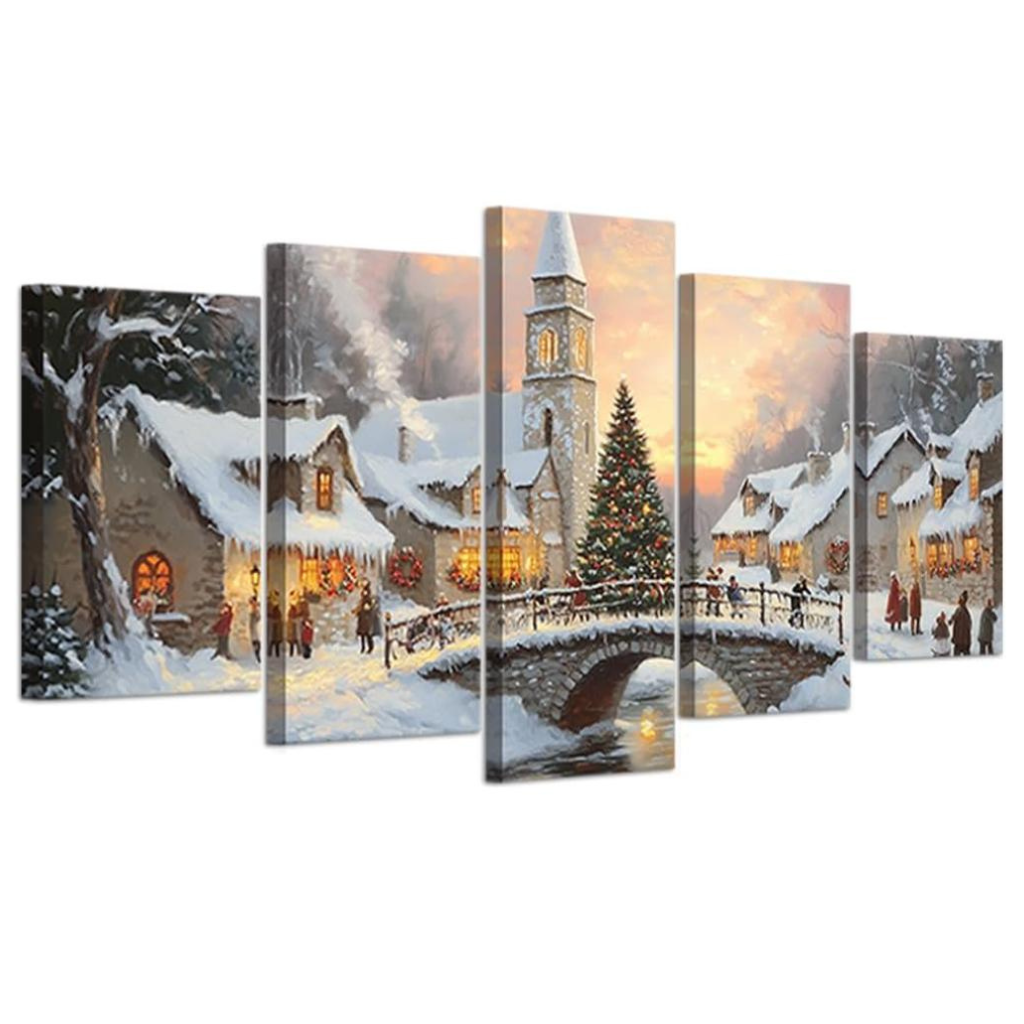 Christmas Canvas Wall Art 5 Pieces Winter Scene Wall Decor