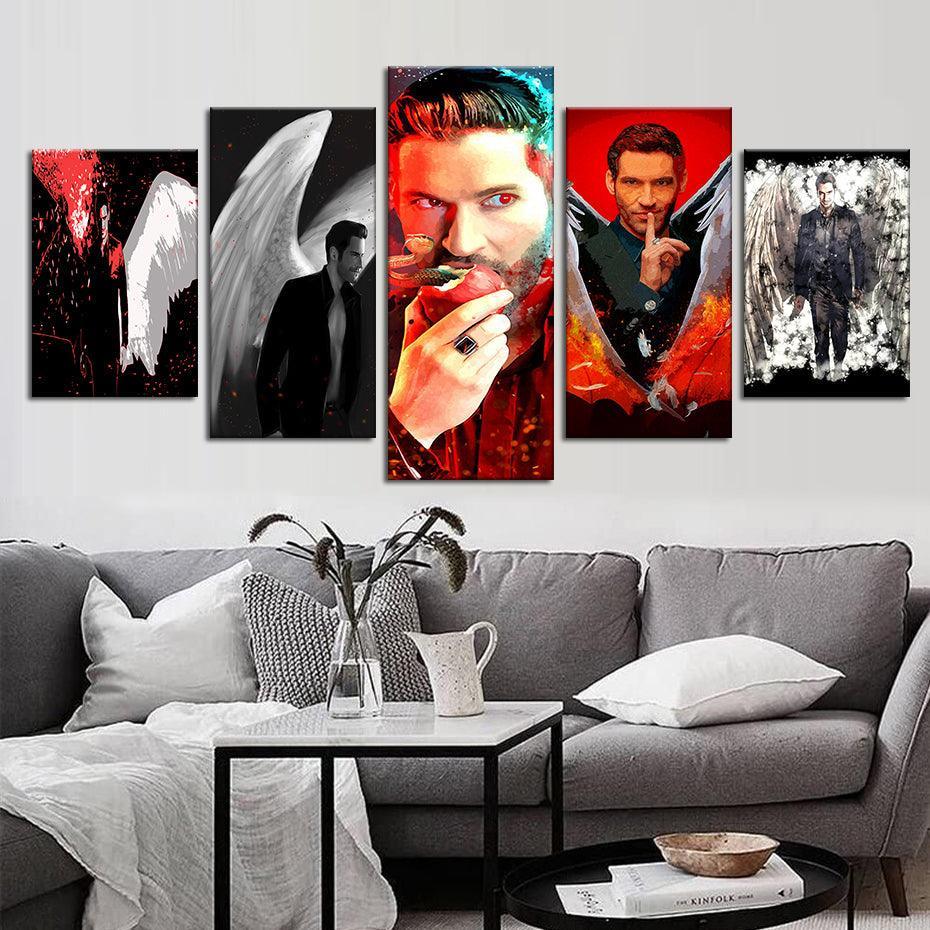 Lucifer 5 Piece HD Multi Panel Canvas Wall Art Frame-Original Frame