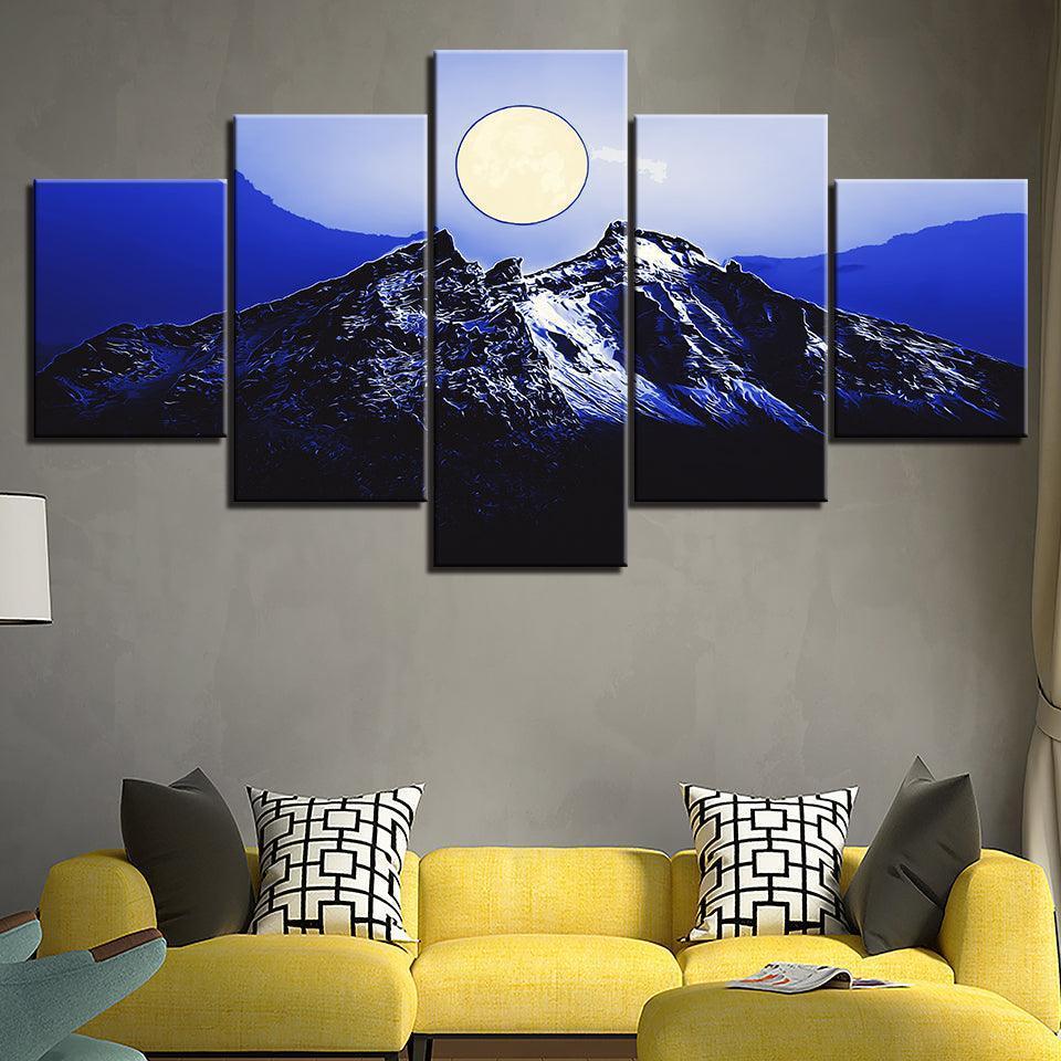 A Magical Full Moon Collection 5 Piece HD Multi Panel Canvas Wall Art Frame-Original Frame