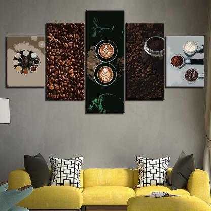 The Espresso Collection 5 Piece HD Multi Panel Canvas Wall Art Frame-Original Frame