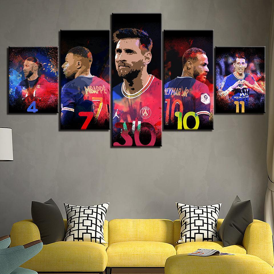 Paris Saint Germain Soccer 5 Piece HD Multi Panel Canvas Wall Art Frame-Original Frame