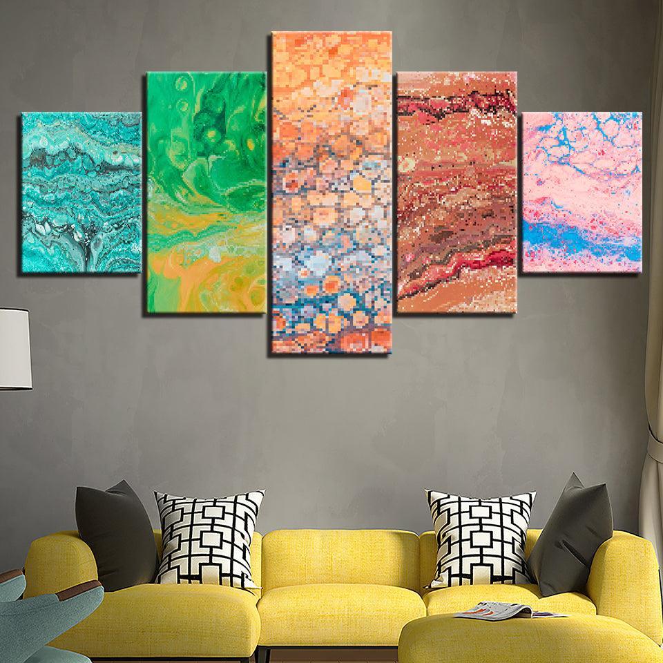 Abstract Colours Collection 5 Piece HD Multi Panel Canvas Wall Art Frame-Original Frame