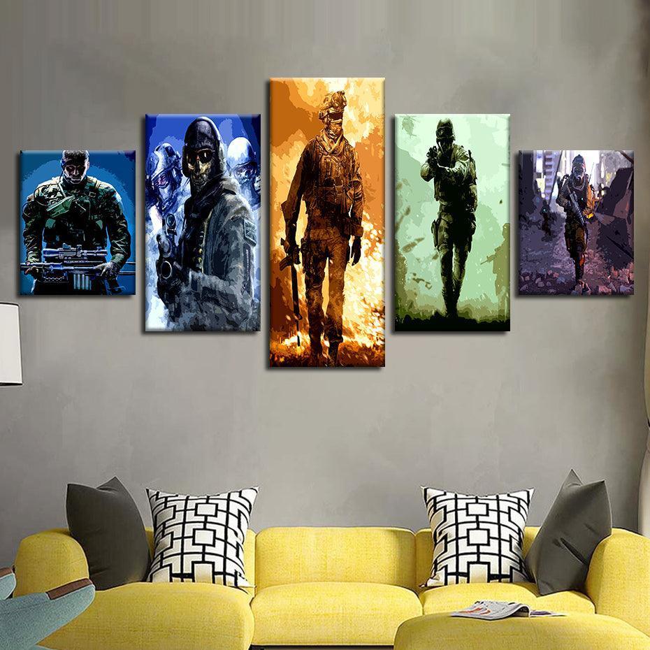 Call Of Duty 5 Piece HD Multi Panel Canvas Wall Art Frame-Original Frame
