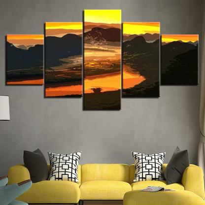 The Black Mountains Collection 5 Piece HD Multi Panel Canvas Wall Art Frame-Original Frame