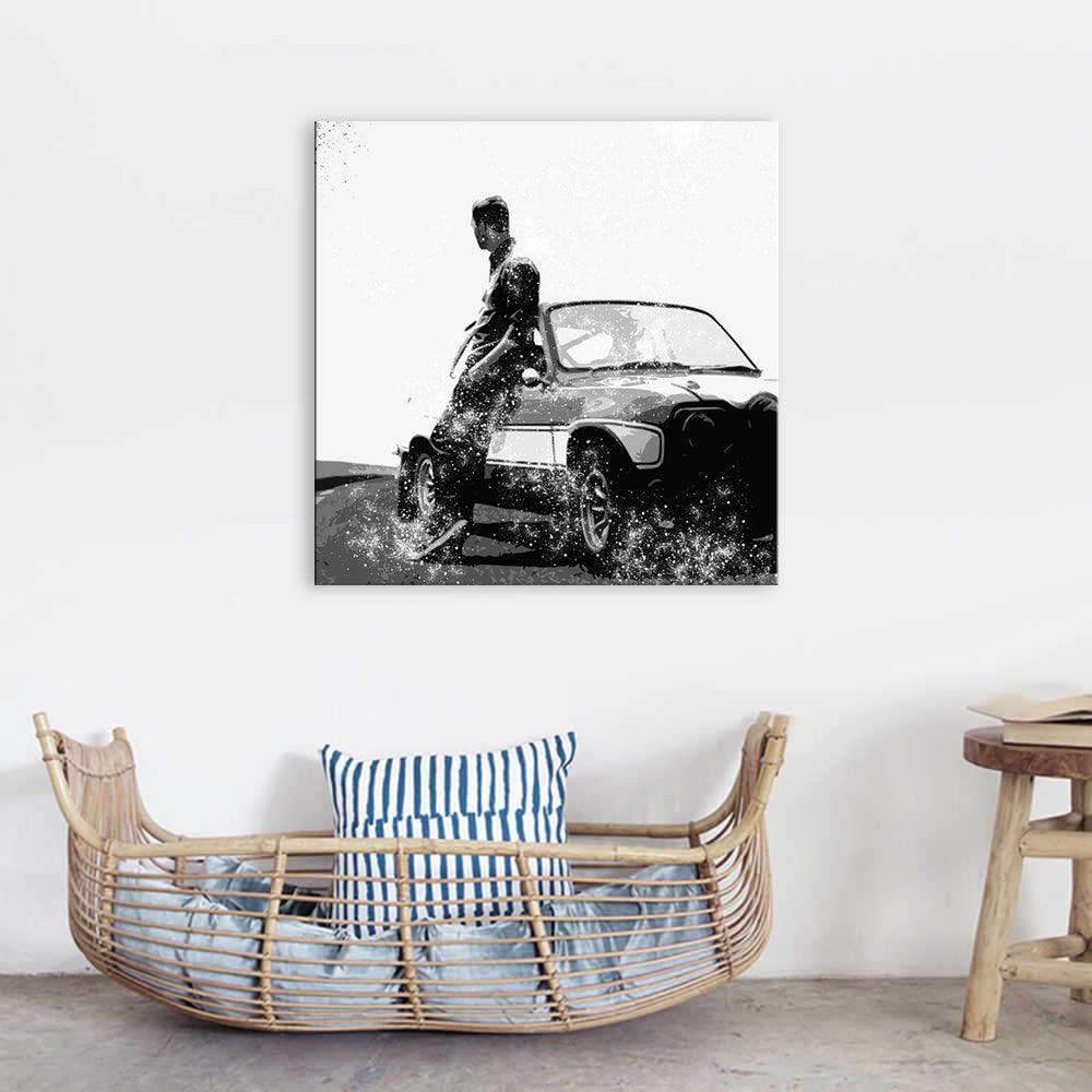 Fast And Furious Black And White 1 Piece HD Multi Panel Canvas Wall Art Frame-Original Frame