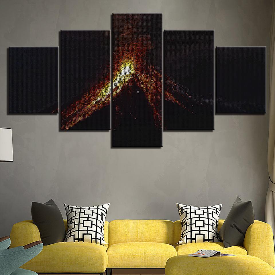 The Abstract Bonfire Collection 5 Piece HD Multi Panel Canvas Wall Art Frame-Original Frame