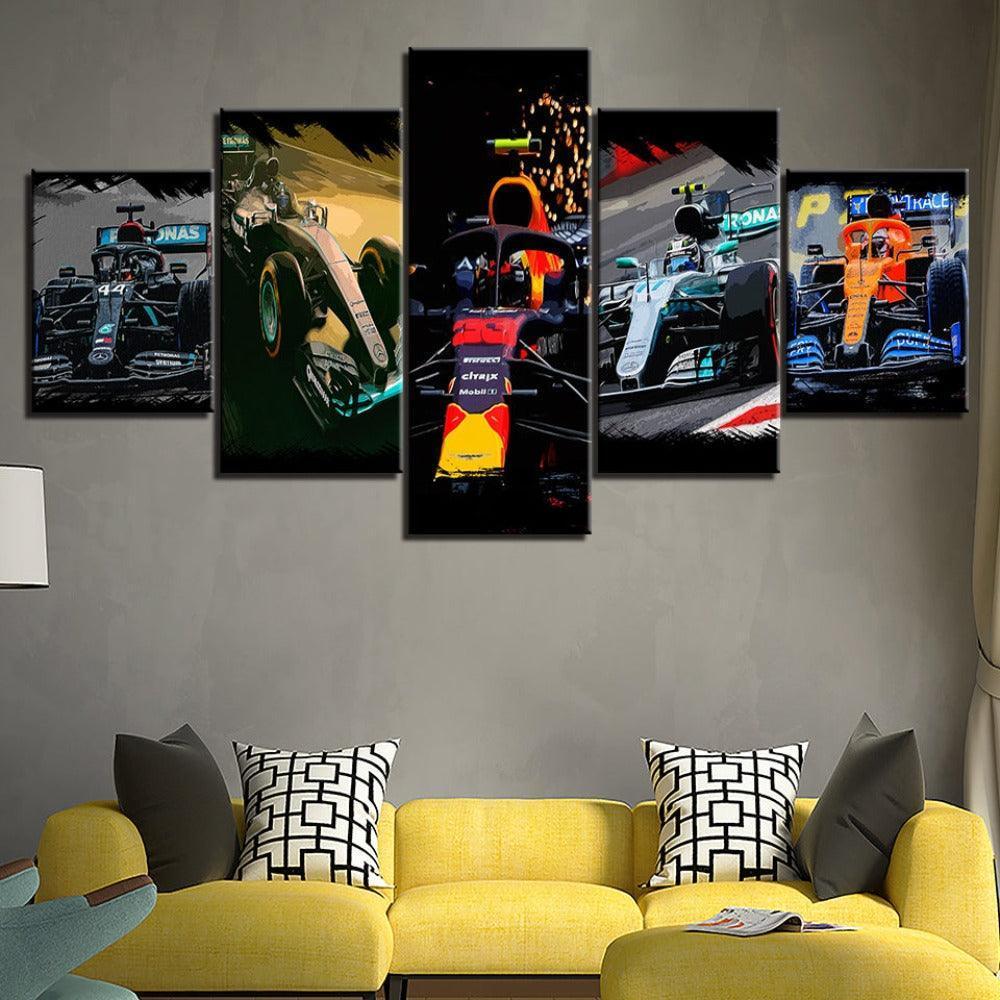 The Sports Cars Collection 5 Piece HD Multi Panel Canvas Wall Art Frame-Original Frame