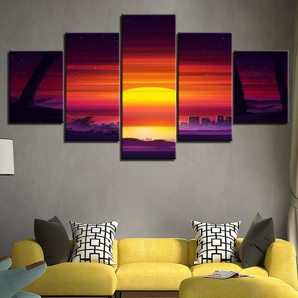 The Mighty Sunrise Collection 5 Piece HD Multi Panel Canvas Wall Art Frame-Original Frame