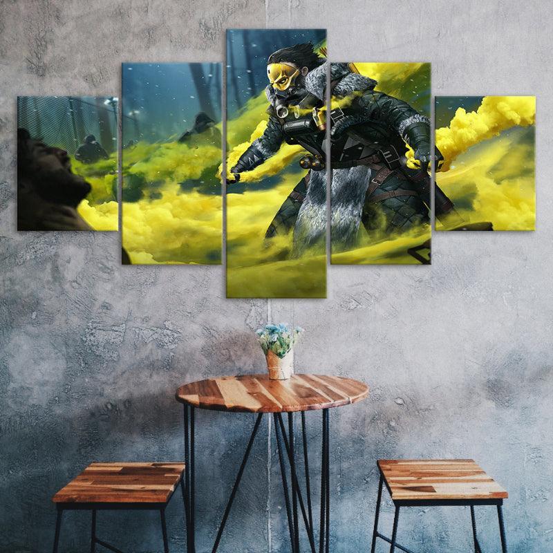 Apex Legends - A Yellow Bash 5 Piece HD Multi Panel Canvas Wall Art-Original Frame