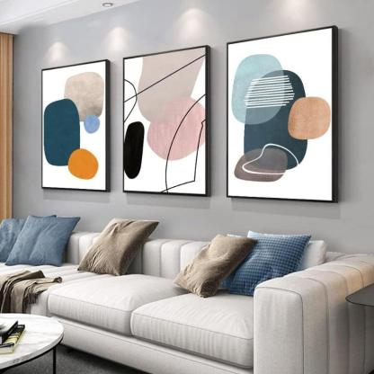 3 Pieces Minimalist Geometric Wall Art-Original Frame