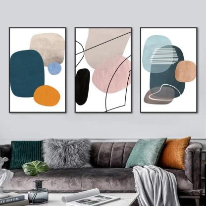 3 Pieces Minimalist Geometric Wall Art-Original Frame