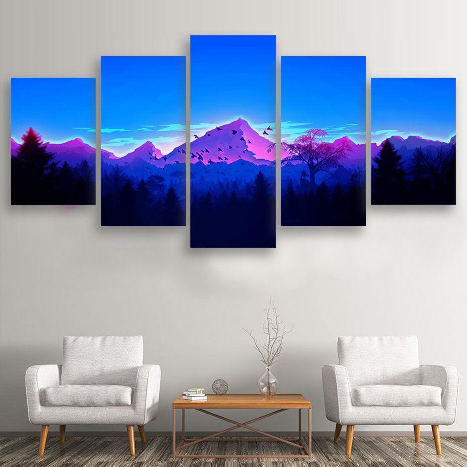 Forest In Pandora 5 Piece HD Multi Panel Canvas Wall Art Frame-Original Frame