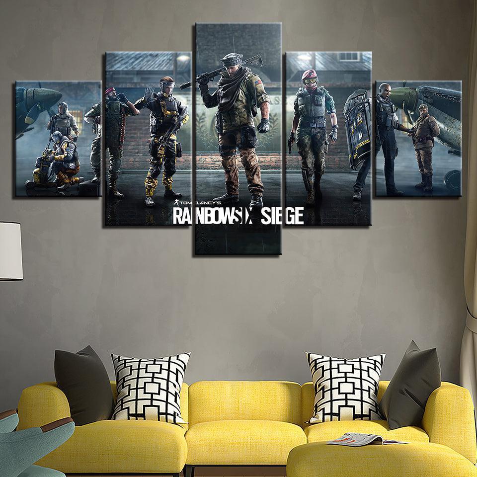 Rainbow Six Siege 5 Piece HD Multi Panel Canvas Wall Art Frame-Original Frame