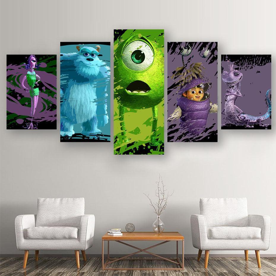 Monsters Inc. 5 Piece HD Multi Panel Canvas Wall Art Frame-Original Frame
